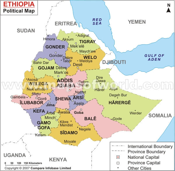 Athiopien politisch karte